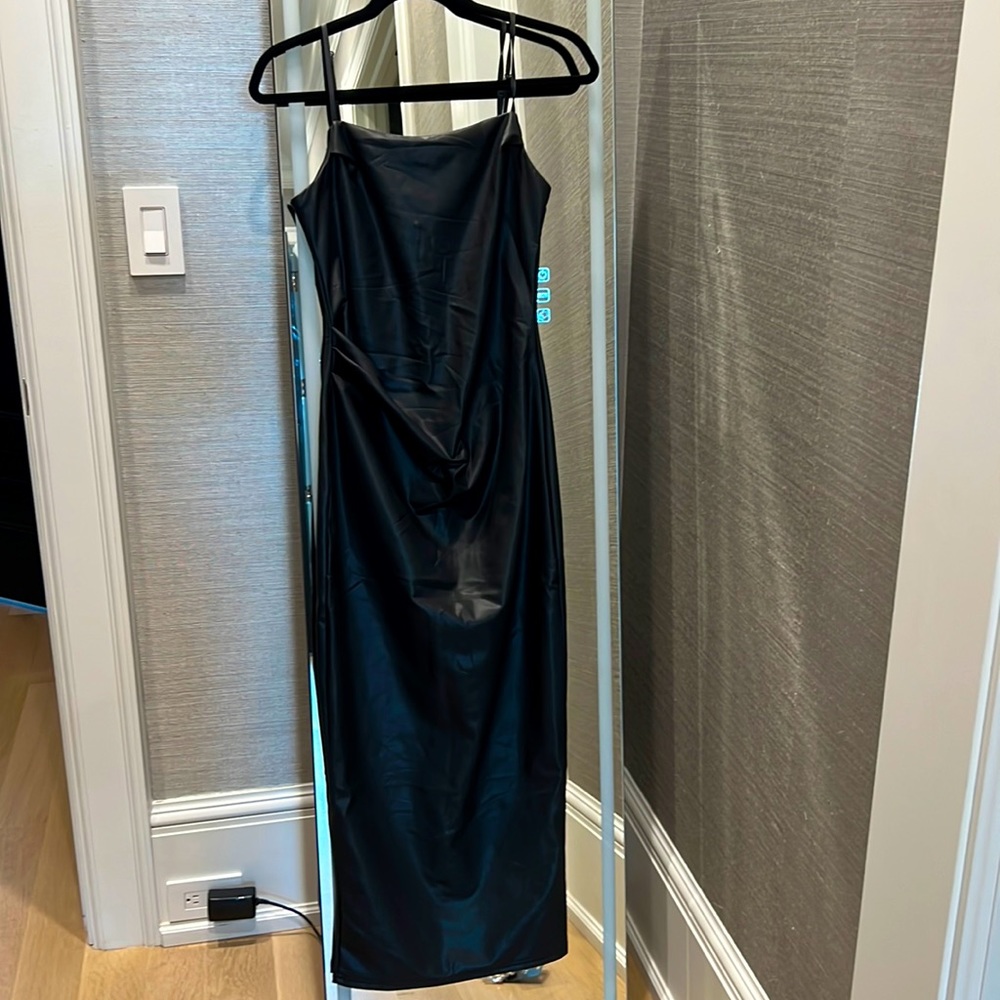 Faux Leather Midi Dress